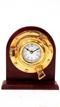 SH7504 - Brass Porthole Desk Clock , 8.5"